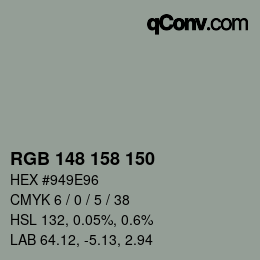 カラーコード: RGB 148 158 150 | qconv.com