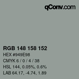 颜色代码: RGB 148 158 152 | qconv.com