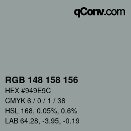 カラーコード: RGB 148 158 156 | qconv.com