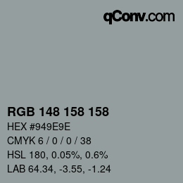 Color code: RGB 148 158 158 | qconv.com