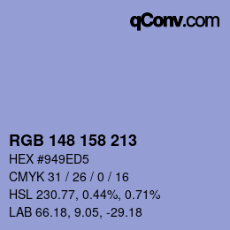 Color code: RGB 148 158 213 | qconv.com