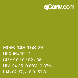 カラーコード: RGB 148 158 29 | qconv.com