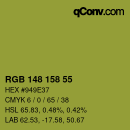 カラーコード: RGB 148 158 55 | qconv.com