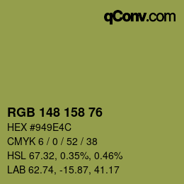 カラーコード: RGB 148 158 76 | qconv.com
