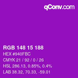 Color code: RGB 148 15 188 | qconv.com