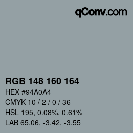 Farbcode: RGB 148 160 164 | qconv.com