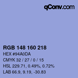 Color code: RGB 148 160 218 | qconv.com