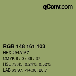 Color code: RGB 148 161 103 | qconv.com