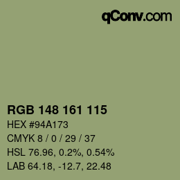 Código de color: RGB 148 161 115 | qconv.com