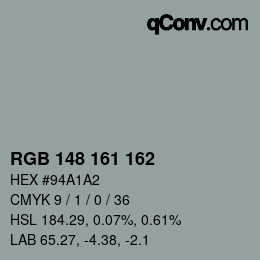 Color code: RGB 148 161 162 | qconv.com