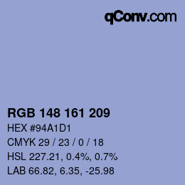 Color code: RGB 148 161 209 | qconv.com
