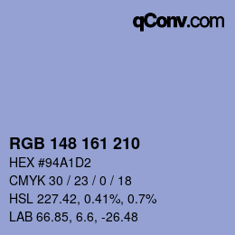 カラーコード: RGB 148 161 210 | qconv.com