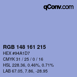 Color code: RGB 148 161 215 | qconv.com