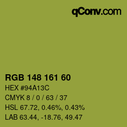 カラーコード: RGB 148 161 60 | qconv.com