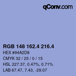 カラーコード: RGB 148 162.4 216.4 | qconv.com