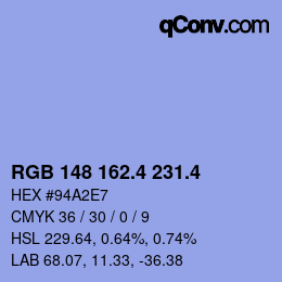 カラーコード: RGB 148 162.4 231.4 | qconv.com