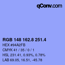 カラーコード: RGB 148 162.8 251.4 | qconv.com