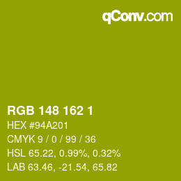 カラーコード: RGB 148 162 1 | qconv.com