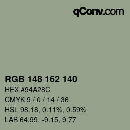 カラーコード: RGB 148 162 140 | qconv.com