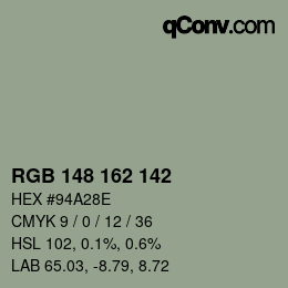 Color code: RGB 148 162 142 | qconv.com