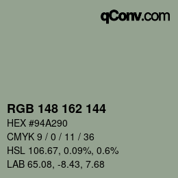 Code couleur: RGB 148 162 144 | qconv.com