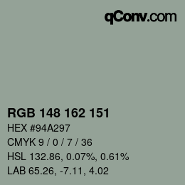 カラーコード: RGB 148 162 151 | qconv.com
