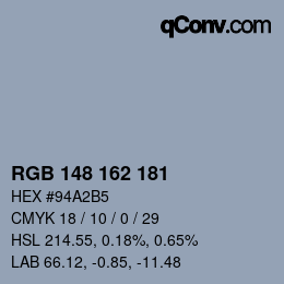 Color code: RGB 148 162 181 | qconv.com