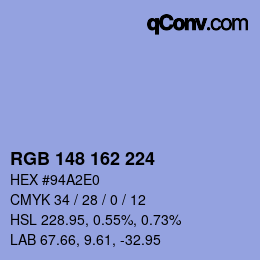 Color code: RGB 148 162 224 | qconv.com