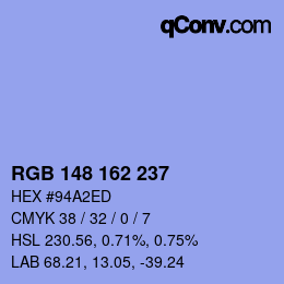 Color code: RGB 148 162 237 | qconv.com
