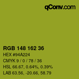 Color code: RGB 148 162 36 | qconv.com