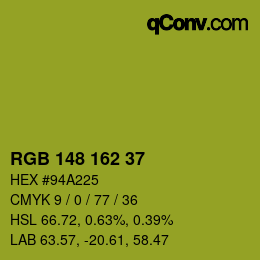 Color code: RGB 148 162 37 | qconv.com