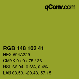 Color code: RGB 148 162 41 | qconv.com