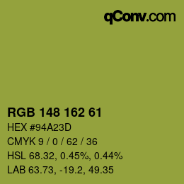 カラーコード: RGB 148 162 61 | qconv.com