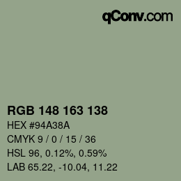 Farbcode: RGB 148 163 138 | qconv.com