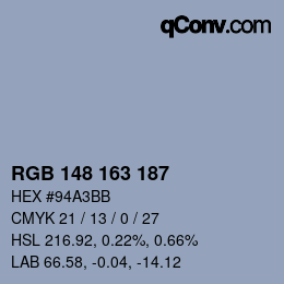 Farbcode: RGB 148 163 187 | qconv.com
