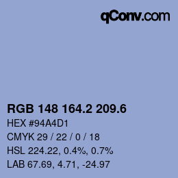 カラーコード: RGB 148 164.2 209.6 | qconv.com