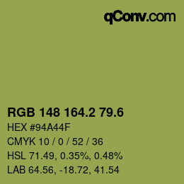 カラーコード: RGB 148 164.2 79.6 | qconv.com
