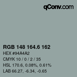 カラーコード: RGB 148 164.6 162 | qconv.com