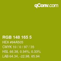 カラーコード: RGB 148 165 5 | qconv.com