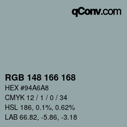 Color code: RGB 148 166 168 | qconv.com