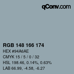 Color code: RGB 148 166 174 | qconv.com