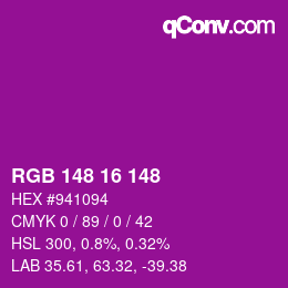 颜色代码: RGB 148 16 148 | qconv.com