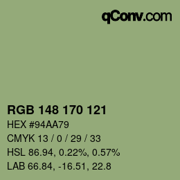 Code couleur: RGB 148 170 121 | qconv.com