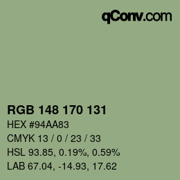 颜色代码: RGB 148 170 131 | qconv.com