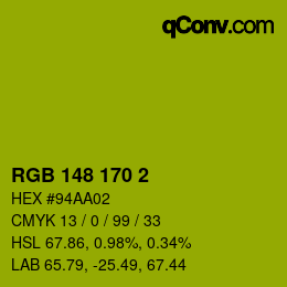 カラーコード: RGB 148 170 2 | qconv.com