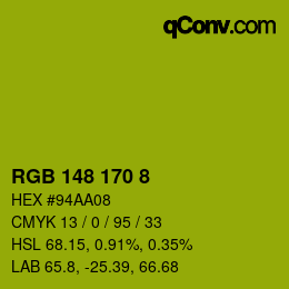 カラーコード: RGB 148 170 8 | qconv.com