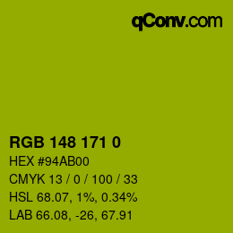 颜色代码: RGB 148 171 0 | qconv.com