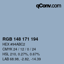 Código de color: RGB 148 171 194 | qconv.com