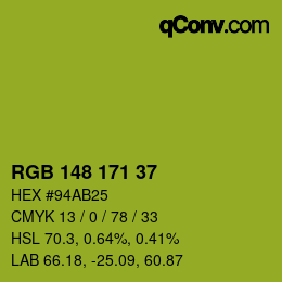 カラーコード: RGB 148 171 37 | qconv.com