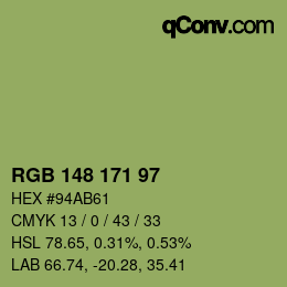 Color code: RGB 148 171 97 | qconv.com